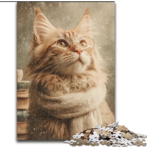 Puzzle 1000 Teile für Erwachsene, Happy Cat, Lernspielzeug für Erwachsene, ganze Familie ab 14 Jahren (Größe 26x38cm) von MrChunlong