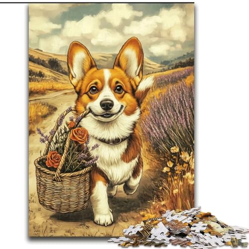 Puzzle 1000 Teile für Erwachsene, Happy Corgi, hilft dem Gehirn, süchtig machendes Spielzeug zu trainieren, um Geduld zu fördern, perfekte Dekoration (Größe 50x75cm) von MrChunlong