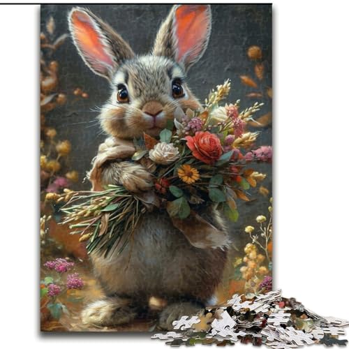 Puzzle 1000 Teile für Erwachsene, Hase mit Blumen, aus Holz, perfektes DIY-Kunstdekor oder Geburtstagsgeschenk, 50x75cm, für Geburtstag, Feiertage, Weihnachten, Halloween Puzzle 1000 Teile für Erwachsene, Hase mit Blumen, aus Holz, perfektes DIY-Kunstdekor oder Geburtstagsgeschenk, 50x75cm, für Geburtstag, Feiertage, Weihnachten, Halloween von MrChunlong