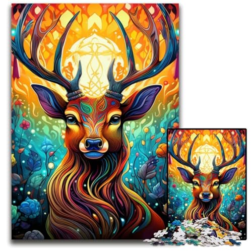Puzzle 1000 Teile für Erwachsene, Hirsch, psychedelische Kunst, Karton-Puzzle, ideales DIY-Dekor und Denksport-Geschenk, 26x38cm/10,23x14,96 Zoll Puzzle 1000 Teile für Erwachsene, Hirsch, psychedelische Kunst, Karton-Puzzle, ideales DIY-Dekor und Denksport-Geschenk, 26x38cm/10,23x14,96 Zoll von MrChunlong