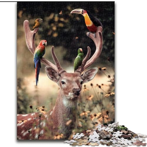 Puzzle 1000 Teile für Erwachsene, Hirsche und Vögel, aus Holz, perfektes DIY-Kunstdekor oder Geburtstagsgeschenk, 50x75cm, für Geburtstag, Urlaub, Weihnachten, Halloween Puzzle 1000 Teile für Erwachsene, Hirsche und Vögel, aus Holz, perfektes DIY-Kunstdekor oder Geburtstagsgeschenk, 50x75cm, für Geburtstag, Urlaub, Weihnachten, Halloween von MrChunlong