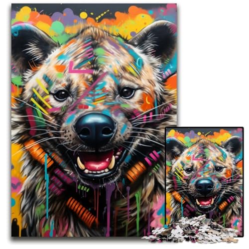 Puzzle 1000 Teile für Erwachsene, Hyänen-Graffiti, Holzpuzzle, ideales DIY-Dekor und Denksportgeschenk, 50x75cm/19,68x29,52 Zoll Puzzle 1000 Teile für Erwachsene, Hyänen-Graffiti, Holzpuzzle, ideales DIY-Dekor und Denksportgeschenk, 50x75cm/19,68x29,52 Zoll von MrChunlong