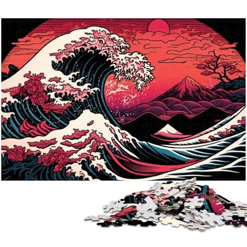 Puzzle 1000 Teile für Erwachsene, Japanische Wellen, Papp-Puzzle, Denkspiel, interaktives Familienspiel, geeignet für Kinder ab 14 Jahren, 26x38cm/10,23x14,96 Zoll Puzzle 1000 Teile für Erwachsene, Japanische Wellen, Papp-Puzzle, Denkspiel, interaktives Familienspiel, geeignet für Kinder ab 14 Jahren, 26x38cm/10,23x14,96 Zoll von MrChunlong