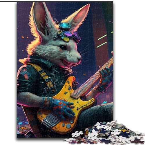 Puzzle 1000 Teile für Erwachsene, Kaninchen-Gitarrentier aus Holz, Kinder ab 14 Jahren, 50x75cm, Spaß für die ganze Familie, Basteln, perfekt für Geburtstage, Feiertage von MrChunlong