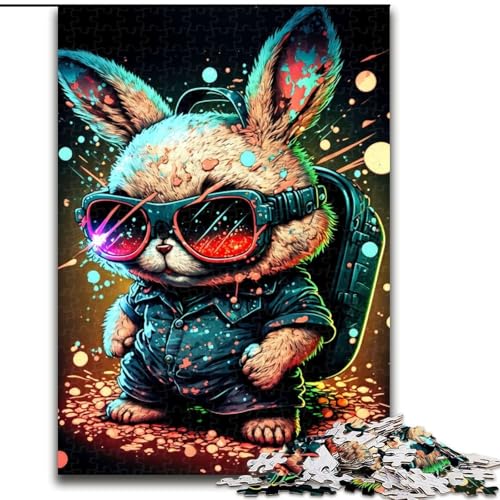 Puzzle 1000 Teile für Erwachsene, Kaninchen-Neon, aus Holz, perfekte DIY-Kunstdekoration oder Geburtstagsgeschenk, 50x75cm, anspruchsvolles Denkspiel – entspannendes Spielzeug für Teenager von MrChunlong