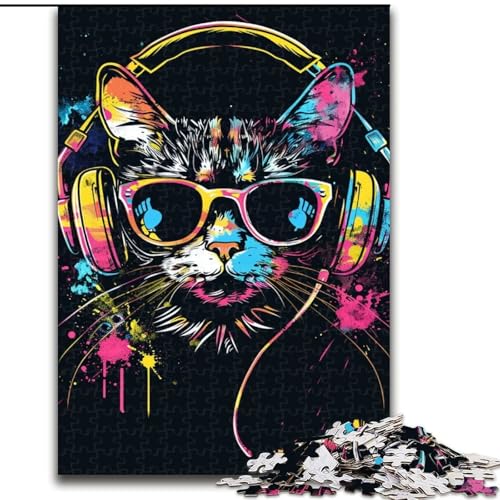 Puzzle 1000 Teile für Erwachsene, Katze mit Kopfhörern und Sonnenbrille, aus Holz, perfekt als Geburtstags-, Weihnachts, 50x75cm, DIY-Kunstdekor Puzzle 1000 Teile für Erwachsene, Katze mit Kopfhörern und Sonnenbrille, aus Holz, perfekt als Geburtstags-, Weihnachts, 50x75cm, DIY-Kunstdekor von MrChunlong