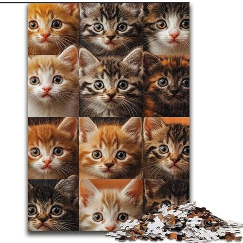 Puzzle 1000 Teile für Erwachsene, Katzencollage, Lernspielzeug für Kinder ab 14 Jahren, ganze Familie (Größe 26x38cm) von MrChunlong