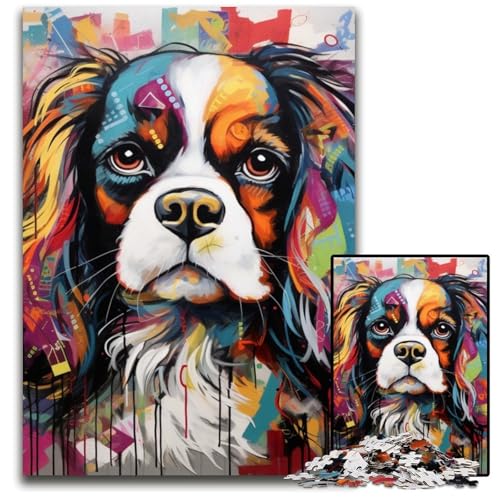 Puzzle 1000 Teile für Erwachsene, King Charles Spaniel Graffiti, Holzpuzzle, Denkspiel, interaktives Familienspiel, geeignet für Kinder ab 14 Jahren, 50x75cm/19,68x29,52 Zoll Puzzle 1000 Teile für Erwachsene, King Charles Spaniel Graffiti, Holzpuzzle, Denkspiel, interaktives Familienspiel, geeignet für Kinder ab 14 Jahren, 50x75cm/19,68x29,52 Zoll von MrChunlong