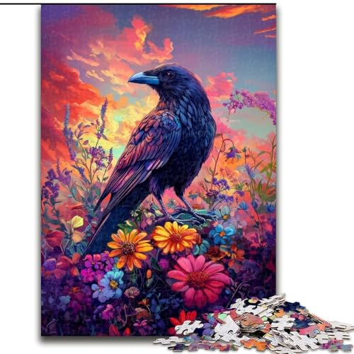 Puzzle 1000 Teile für Erwachsene, Krähen und Blumen, Lernspiele, Heimdekoration ganze Familie (Größe 50x75cm) von MrChunlong