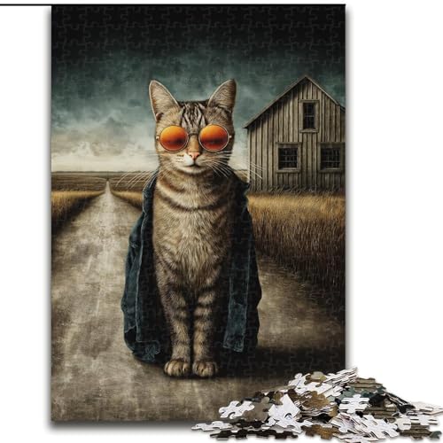 Puzzle 1000 Teile für Erwachsene, Kunstkatze, Lernspielzeug für Kinder ab 14 Jahren, ganze Familie (Größe 26x38cm) von MrChunlong