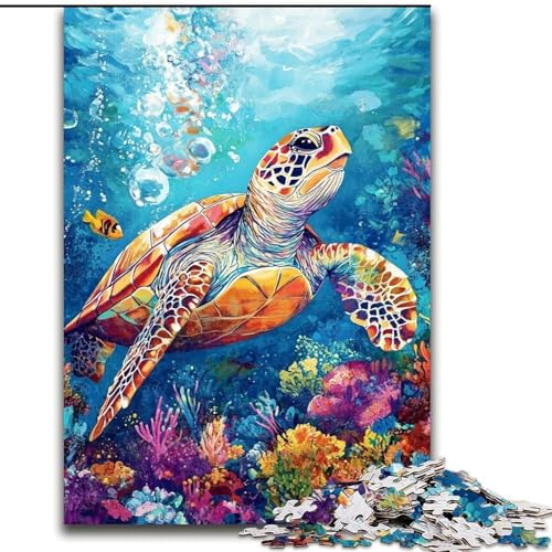 Puzzle 1000 Teile für Erwachsene, Meeresschildkröte, Spiele, Spielzeug, Geschenk, einzigartiges Geburtstags- und Geschenk für Kinder ab 14 Jahren (Größe 26x38cm) von MrChunlong