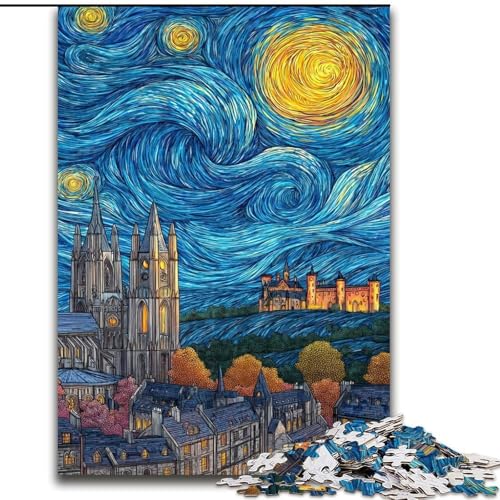 Puzzle 1000 Teile für Erwachsene, Nachthimmel, Stadtbild, Lernspielzeug für Erwachsene, ganze Familie ab 14 Jahren (Größe 26x38cm) von MrChunlong