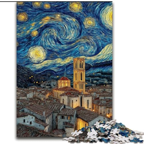Puzzle 1000 Teile für Erwachsene, Nachthimmel, Stadtbild, Lernspielzeug für Erwachsene, ganze Familie ab 14 Jahren (Größe 26x38cm) von MrChunlong