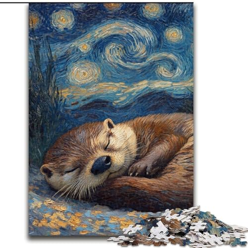 Puzzle 1000 Teile für Erwachsene, Otter-Nachthimmel, aus Holz, Kinder ab 14 Jahren, 50x75cm, Denkspiel für Teenager von MrChunlong