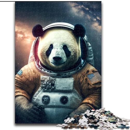 Puzzle 1000 Teile für Erwachsene, Panda-Astronauten-Puzzle aus Holz, Geschenkidee zum Geburtstag, anspruchsvolles Denkspiel, 1000 Teile(50x75cm) von MrChunlong