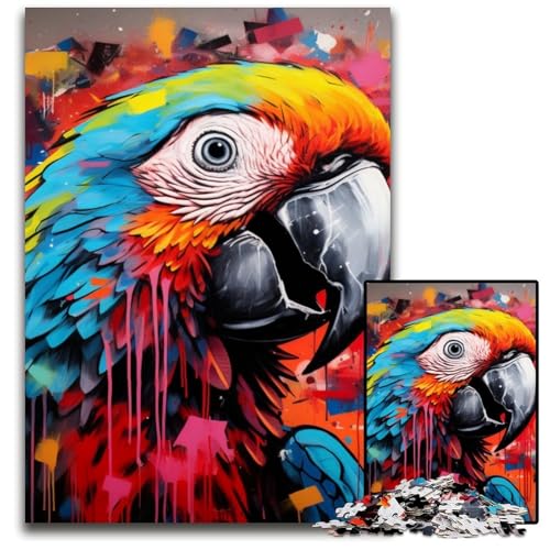 Puzzle 1000 Teile für Erwachsene, Papageien-Graffiti, Holzpuzzle, ideales DIY-Dekor und Denksportgeschenk, 50x75cm/19,68x29,52 Zoll Puzzle 1000 Teile für Erwachsene, Papageien-Graffiti, Holzpuzzle, ideales DIY-Dekor und Denksportgeschenk, 50x75cm/19,68x29,52 Zoll von MrChunlong