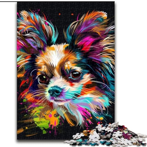 Puzzle 1000 Teile für Erwachsene, Papillon-Hundekunst-Puzzle aus Pappe, Familie und Freunde, knifflige Herausforderung, 1000 Teile(26x38cm) von MrChunlong