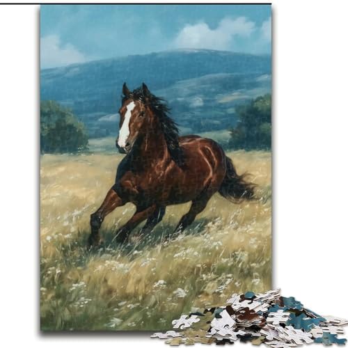 Puzzle 1000 Teile für Erwachsene, Pferde auf der Wiese, Lernspielzeug für Kinder ab 14 Jahren, ganze Familie (Größe 50x75cm) von MrChunlong