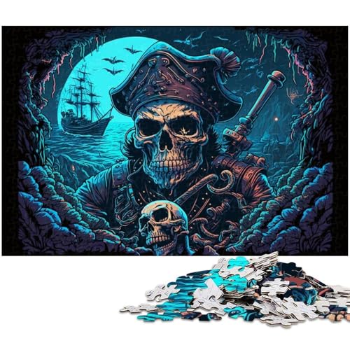 Puzzle 1000 Teile für Erwachsene, Piratenskelett, Holzpuzzle, interaktives Familienspiel, Bastelgeschenk mit farbenfrohen Kunstwerken, 50x75cm/19,68x29,52 Zoll von MrChunlong