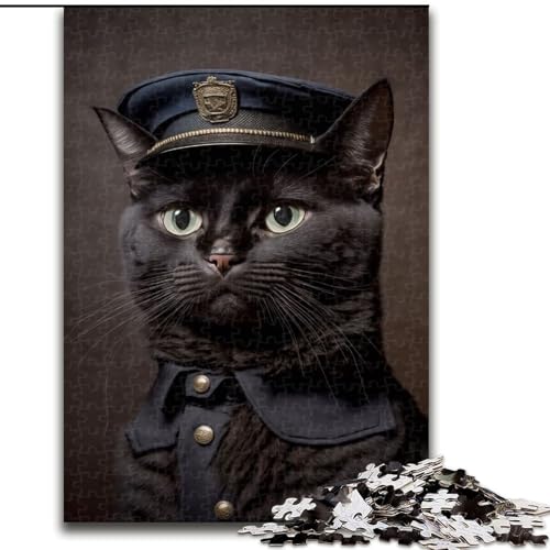 Puzzle 1000 Teile für Erwachsene, Polizeikatze aus Holz, perfektes DIY-Kunstdekor oder Geburtstagsgeschenk, 50x75cm, für Geburtstage, Feiertage, Weihnachten, Halloween Puzzle 1000 Teile für Erwachsene, Polizeikatze aus Holz, perfektes DIY-Kunstdekor oder Geburtstagsgeschenk, 50x75cm, für Geburtstage, Feiertage, Weihnachten, Halloween von MrChunlong