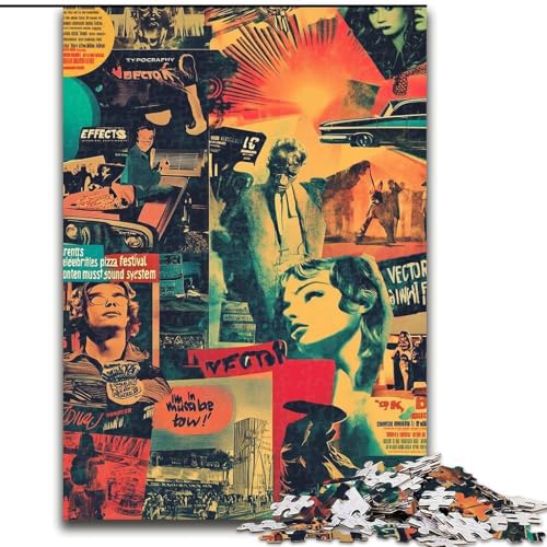 Puzzle 1000 Teile für Erwachsene, Poster-Collage, Lernspielzeug für Kinder ab 14 Jahren, ganze Familie (Größe 26x38cm) von MrChunlong