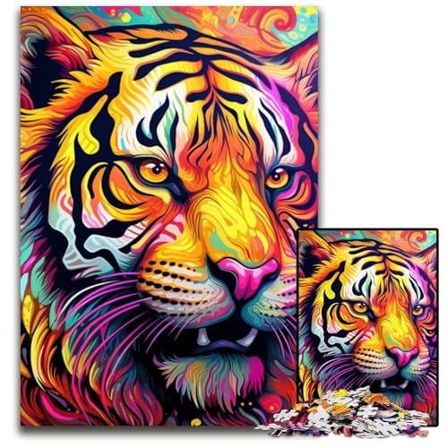 Puzzle 1000 Teile für Erwachsene, Psychedelic Art Tiger, Papppuzzle, Denkspiel für Teenager und Familieninteraktion, 26x38cm/10,23x14,96 Zoll Puzzle 1000 Teile für Erwachsene, Psychedelic Art Tiger, Papppuzzle, Denkspiel für Teenager und Familieninteraktion, 26x38cm/10,23x14,96 Zoll von MrChunlong
