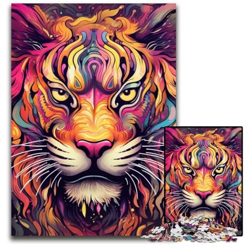 Puzzle 1000 Teile für Erwachsene, Psychedelic Art Tiger, Puzzles für Erwachsene, Spielgeschenk für Erwachsene, interaktives Familienspiel, Gehirn-Herausforderungsgeschenk, 26x38cm/10,23x14,96 Zoll Puzzle 1000 Teile für Erwachsene, Psychedelic Art Tiger, Puzzles für Erwachsene, Spielgeschenk für Erwachsene, interaktives Familienspiel, Gehirn-Herausforderungsgeschenk, 26x38cm/10,23x14,96 Zoll von MrChunlong