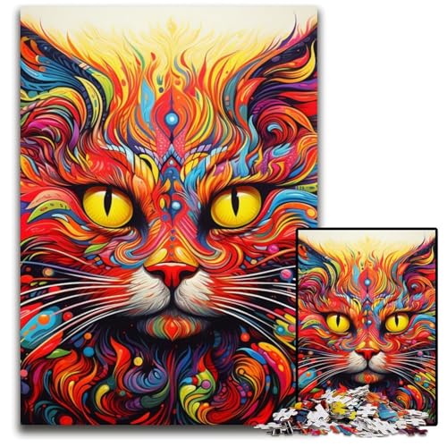 Puzzle 1000 Teile für Erwachsene, Psychedelic Cat, Holzpuzzle, Denkspiel, interaktives Familienspiel, geeignet für Kinder ab 14 Jahren, 50x75cm/19,68x29,52 Zoll Puzzle 1000 Teile für Erwachsene, Psychedelic Cat, Holzpuzzle, Denkspiel, interaktives Familienspiel, geeignet für Kinder ab 14 Jahren, 50x75cm/19,68x29,52 Zoll von MrChunlong