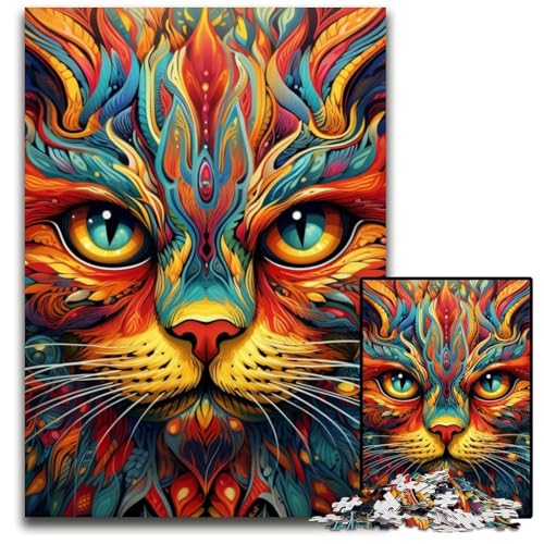 Puzzle 1000 Teile für Erwachsene, Psychedelic Cat, Papp-Puzzle, Denkspiel, interaktives Familienspiel, geeignet für Kinder ab 14 Jahren, 26x38cm/10,23x14,96 Zoll Puzzle 1000 Teile für Erwachsene, Psychedelic Cat, Papp-Puzzle, Denkspiel, interaktives Familienspiel, geeignet für Kinder ab 14 Jahren, 26x38cm/10,23x14,96 Zoll von MrChunlong