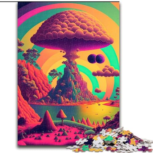 Puzzle 1000 Teile für Erwachsene, Psychedelische Natur, aus Holz, einzigartige DIY-Geschenkidee für die Heimdekoration, 50x75cm, Denkspiel für Teenager von MrChunlong