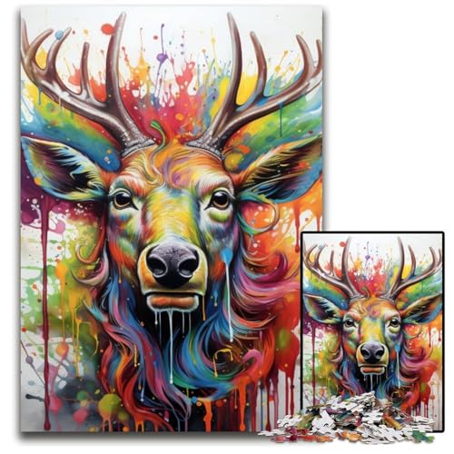 Puzzle 1000 Teile für Erwachsene, Psychedelischer Hirsch, Holzpuzzle, Denkspiel für Teenager und Familieninteraktion, 50x75cm/19,68x29,52 Zoll Puzzle 1000 Teile für Erwachsene, Psychedelischer Hirsch, Holzpuzzle, Denkspiel für Teenager und Familieninteraktion, 50x75cm/19,68x29,52 Zoll von MrChunlong