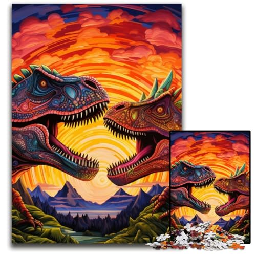 Puzzle 1000 Teile für Erwachsene, Psychedelischer Tyrannosaurus Rex, Unmögliches Puzzle für Erwachsene, DIY-Heimdekor-Geschenk, Denkspiel, 26x38cm/10,23x14,96 Zoll von MrChunlong