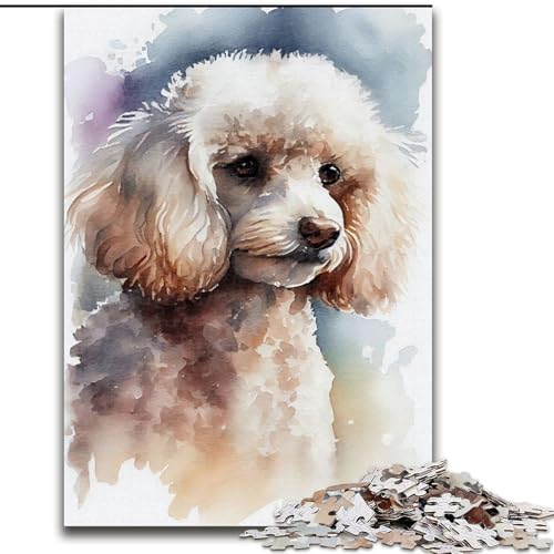 Puzzle 1000 Teile für Erwachsene, Pudel-Aquarell, aus Holz, Kinder ab 14 Jahren, 50x75cm, Denkspiel für Teenager von MrChunlong