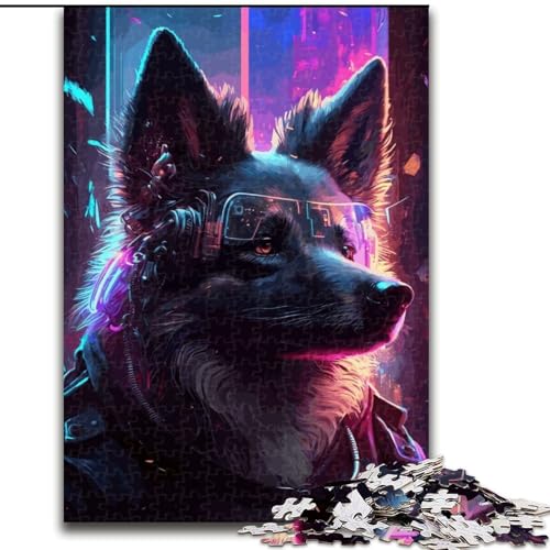 Puzzle 1000 Teile für Erwachsene, Punk-Husky-Hund aus Holz, einzigartige DIY-Geschenkidee zur Heimdekoration, 50x75cm, Denkspiel für Teenager von MrChunlong