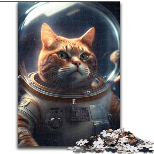 Puzzle 1000 Teile für Erwachsene, Raumanzug, Astronaut, Katze, Puzzle aus Holz, ideal für Büro, Schlafzimmer, Wohnzimmerdekoration, 1000 Stück(50x75cm) von MrChunlong
