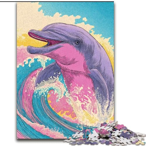 Puzzle 1000 Teile für Erwachsene, Regenbogendelfin, hilft dem Gehirn, süchtig machendes Spielzeug zu trainieren, um Geduld zu fördern, perfekte Dekoration (Größe 50x75cm) von MrChunlong
