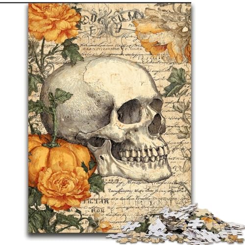 Puzzle 1000 Teile für Erwachsene, Retro-Totenkopf, hilft dem Gehirn, süchtig machendes Spielzeug zu trainieren, um Geduld zu fördern, perfekte Dekoration (Größe 26x38cm) von MrChunlong