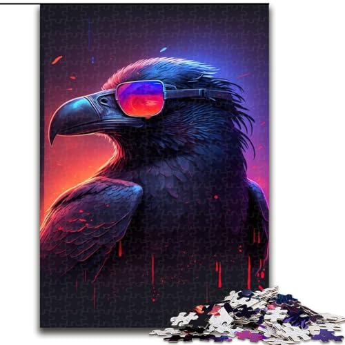 Puzzle 1000 Teile für Erwachsene, Retrowave Crow Puzzle aus Pappe, Weihnachten, Halloween, Ostern, Neujahr, 1000 Teile(26x38cm) von MrChunlong