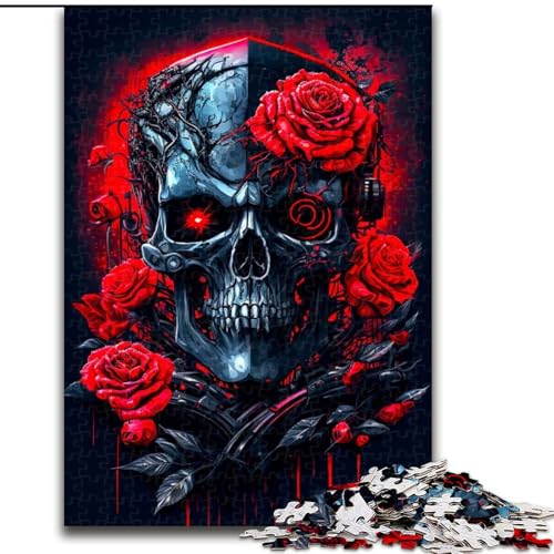 Puzzle 1000 Teile für Erwachsene, Roboterschädel mit Rose, aus Holz, perfektes DIY-Kunstdekor oder Geburtstagsgeschenk, 50x75cm, für Geburtstage, Feiertage, Weihnachten, Halloween Puzzle 1000 Teile für Erwachsene, Roboterschädel mit Rose, aus Holz, perfektes DIY-Kunstdekor oder Geburtstagsgeschenk, 50x75cm, für Geburtstage, Feiertage, Weihnachten, Halloween von MrChunlong
