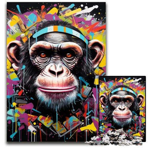 Puzzle 1000 Teile für Erwachsene, Schimpansen-Graffiti, Holzpuzzle, Denkspiel, interaktives Familienspiel, geeignet für Kinder ab 14 Jahren, 50x75cm/19,68x29,52 Zoll Puzzle 1000 Teile für Erwachsene, Schimpansen-Graffiti, Holzpuzzle, Denkspiel, interaktives Familienspiel, geeignet für Kinder ab 14 Jahren, 50x75cm/19,68x29,52 Zoll von MrChunlong