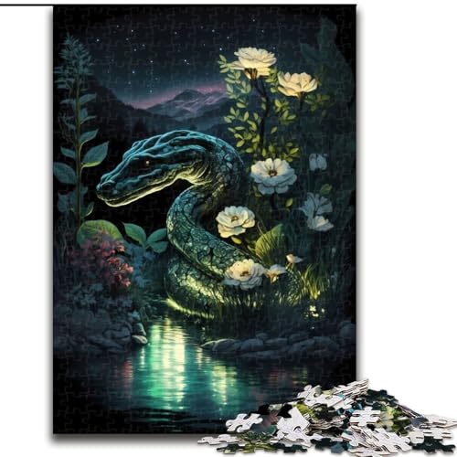 Puzzle 1000 Teile für Erwachsene, Schlange aus Holz, perfekte DIY-Kunstdekoration oder Geburtstagsgeschenk, 50x75cm, anspruchsvolles Denkspiel – entspannendes Spielzeug für Teenager von MrChunlong
