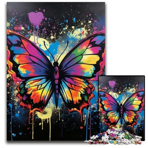 Puzzle 1000 Teile für Erwachsene, Schmetterlings-Graffiti-Malerei, Holzpuzzle, Denkspiel für Teenager und Familieninteraktion, 50x75cm/19,68x29,52 Zoll Puzzle 1000 Teile für Erwachsene, Schmetterlings-Graffiti-Malerei, Holzpuzzle, Denkspiel für Teenager und Familieninteraktion, 50x75cm/19,68x29,52 Zoll von MrChunlong