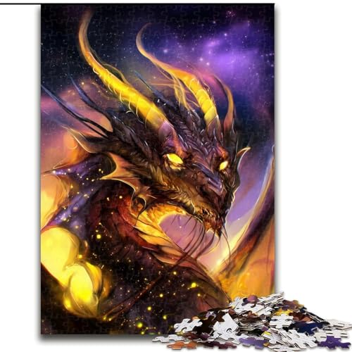 Puzzle 1000 Teile für Erwachsene, Schwarzer Drache, hilft dem Gehirn, süchtig machendes Spielzeug zu trainieren, um Geduld zu fördern, perfekte Dekoration (Größe 26x38cm) von MrChunlong