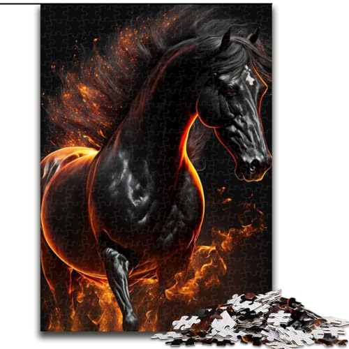 Puzzle 1000 Teile für Erwachsene, Schwarzes Pferd, Puzzle aus Pappe, Spielzeug, Geschenk, pädagogisches, intellektuelles, entspannendes Familienspiel, 1000 Teile(26x38cm) von MrChunlong