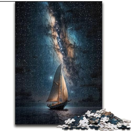 Puzzle 1000 Teile für Erwachsene, Segelboot, Milchstraße, aus Holz, perfekte DIY-Kunstdekoration oder Geburtstagsgeschenk, 50x75cm, anspruchsvolles Denkspiel – entspannendes Spielzeug für Teenager von MrChunlong