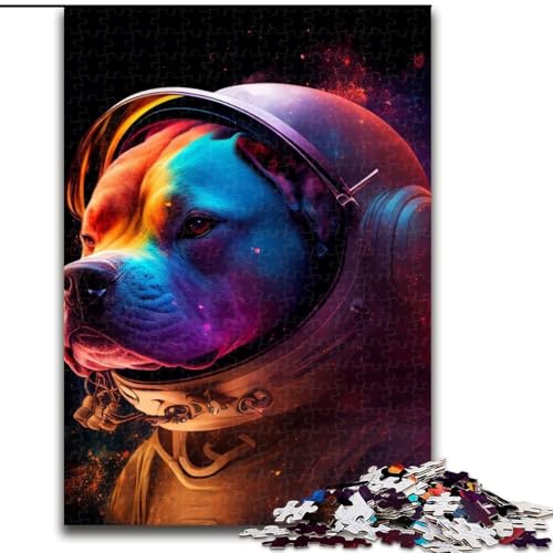 Puzzle 1000 Teile für Erwachsene, Space Pitbull Puzzle aus Pappe, Geschenk für Männer und Frauen, Alltag und besondere Anlässe, 1000 Teile(26x38cm) von MrChunlong
