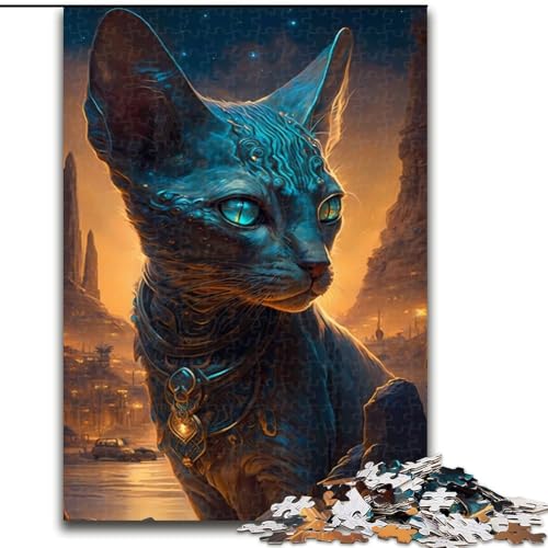 Puzzle 1000 Teile für Erwachsene, Sphynx-Katzen-Mythos-Puzzle aus Holz, Geburtstagsgeschenkidee, anspruchsvolles Denkspiel, 1000 Teile(50x75cm) von MrChunlong