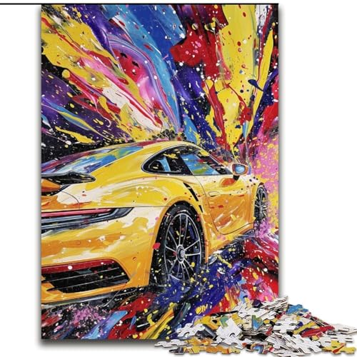 Puzzle 1000 Teile für Erwachsene, Sportwagen-Ölgemälde, Lernspielzeug ganze Familie für und 14 Jahre alt (Größe 50x75cm) von MrChunlong