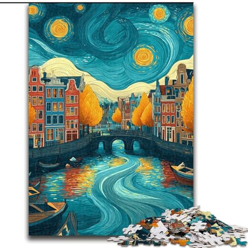 Puzzle 1000 Teile für Erwachsene, Stadt unter dem Nachthimmel, Lernspielzeug für Kinder ab 14 Jahren, ganze Familie (Größe 26x38cm) von MrChunlong