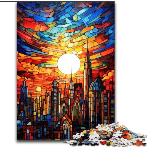 Puzzle 1000 Teile für Erwachsene, Stadtbild, bunter Regenbogen, aus Holz, Kinder ab 14 Jahren, 50x75cm, Denkspiel für Teenager von MrChunlong